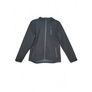 Double Diamond Womens M Hooded Softshell Jacket Fleece Lined Gray Full Zip